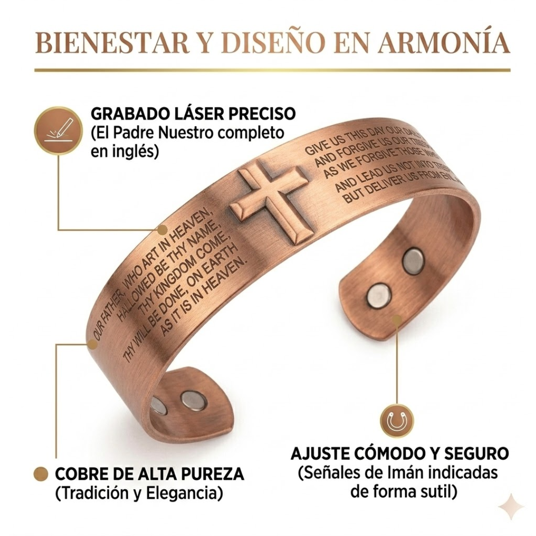 pulsera de magnética de cobre con verso de la biblia
