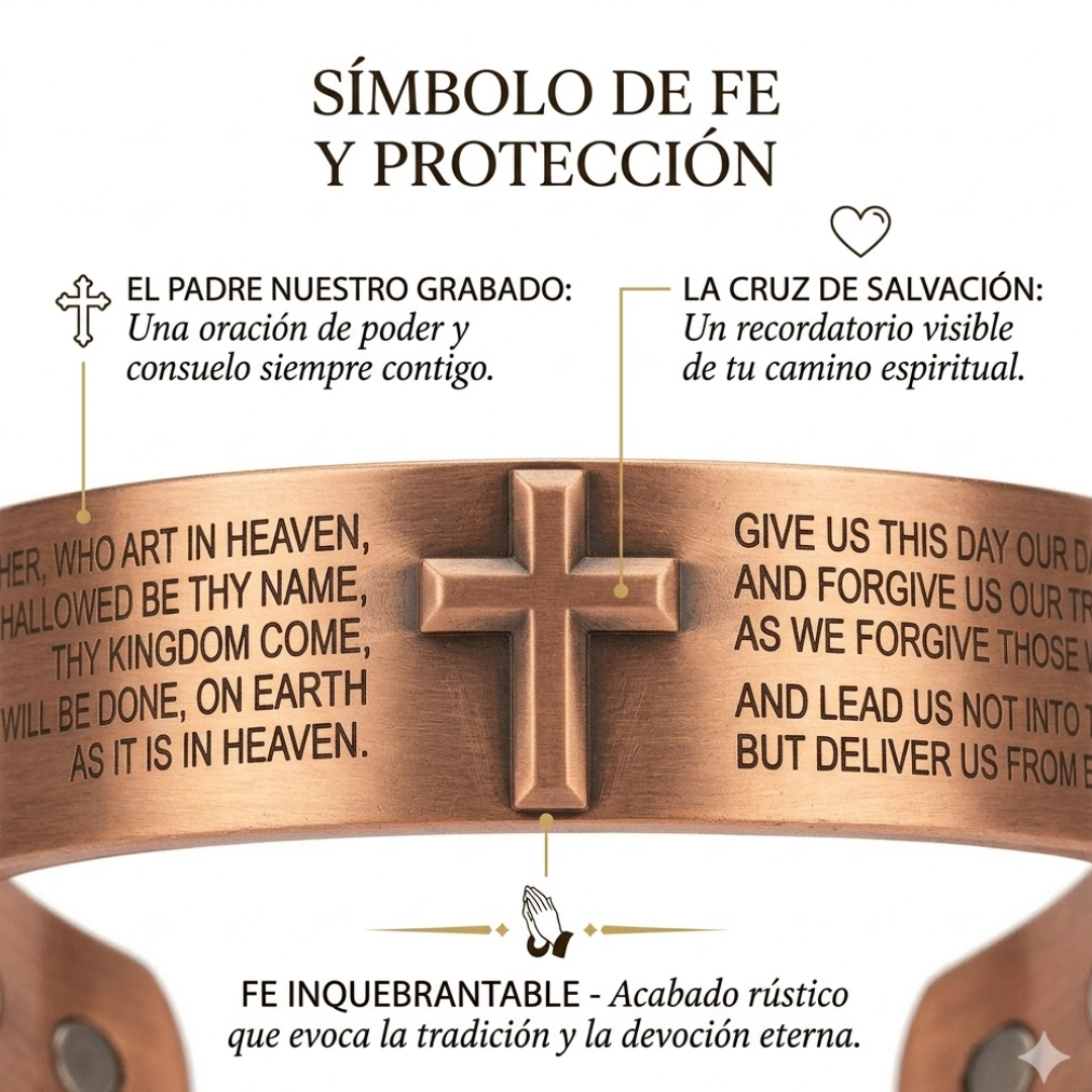 pulsera de magnética de cobre con verso de la biblia