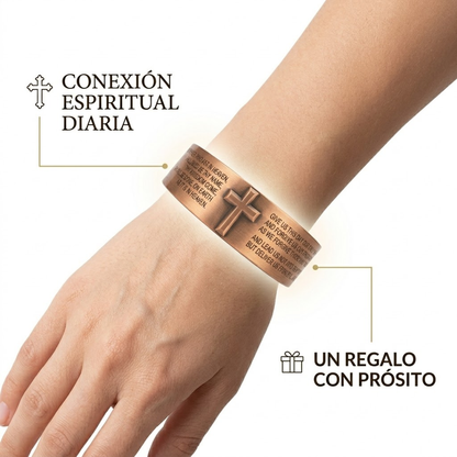 pulsera de magnética de cobre con verso de la biblia